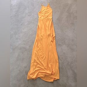Express women’s formal dress, slit in side, yellow, size XS